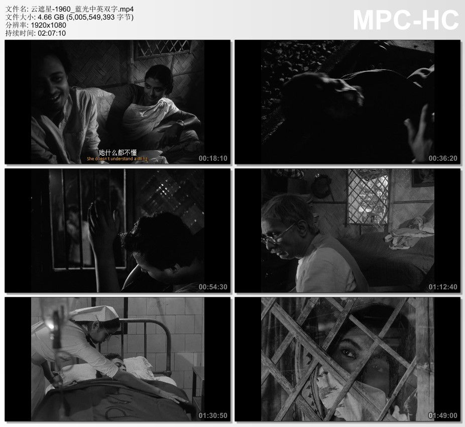 1960年印度经典剧情片《云遮星》蓝光中英双字