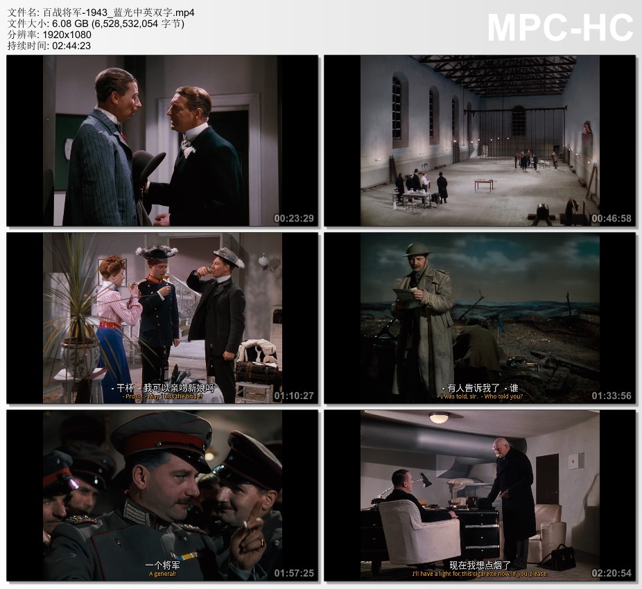 1943年英国经典战争片《百战将军》蓝光中英双字