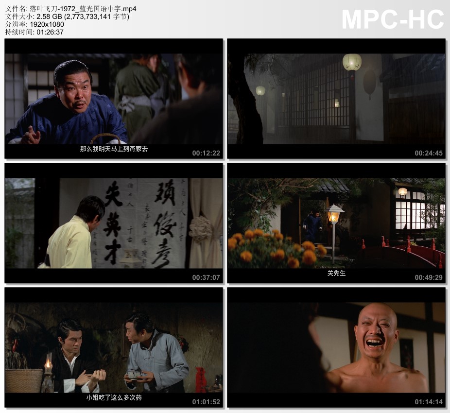 1972年中国香港经典动作片《落叶飞刀》蓝光国语中字