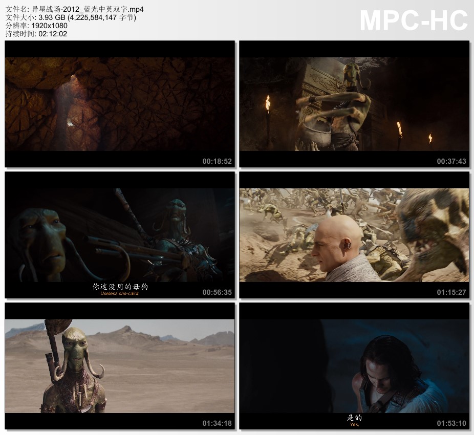 2012年美国经典动作片《异星战场》蓝光中英双字