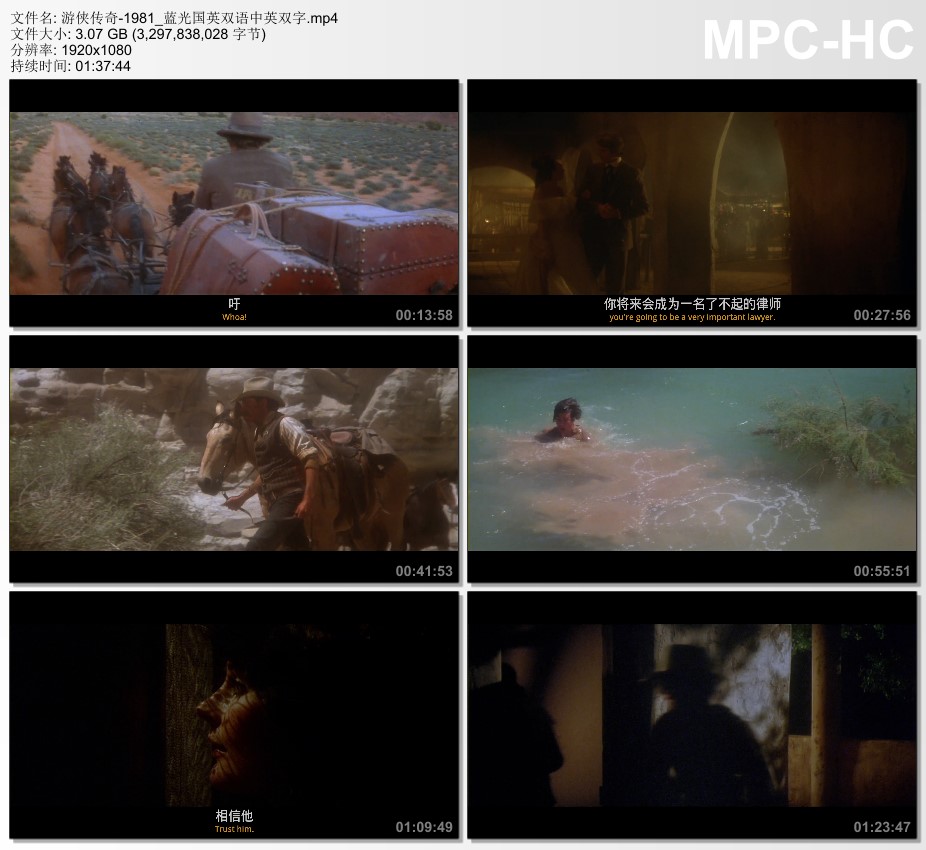 1981年美国经典动作片《游侠传奇》蓝光中英双字