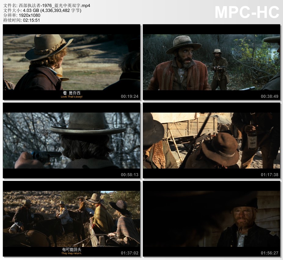 1976年美国经典剧情片《西部执法者》蓝光中英双字