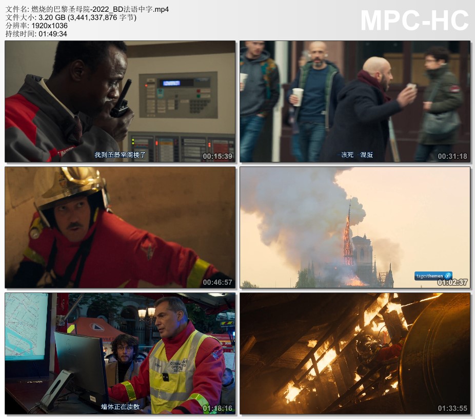 2022年法国惊悚片《燃烧的巴黎圣母院》BD法语中字
