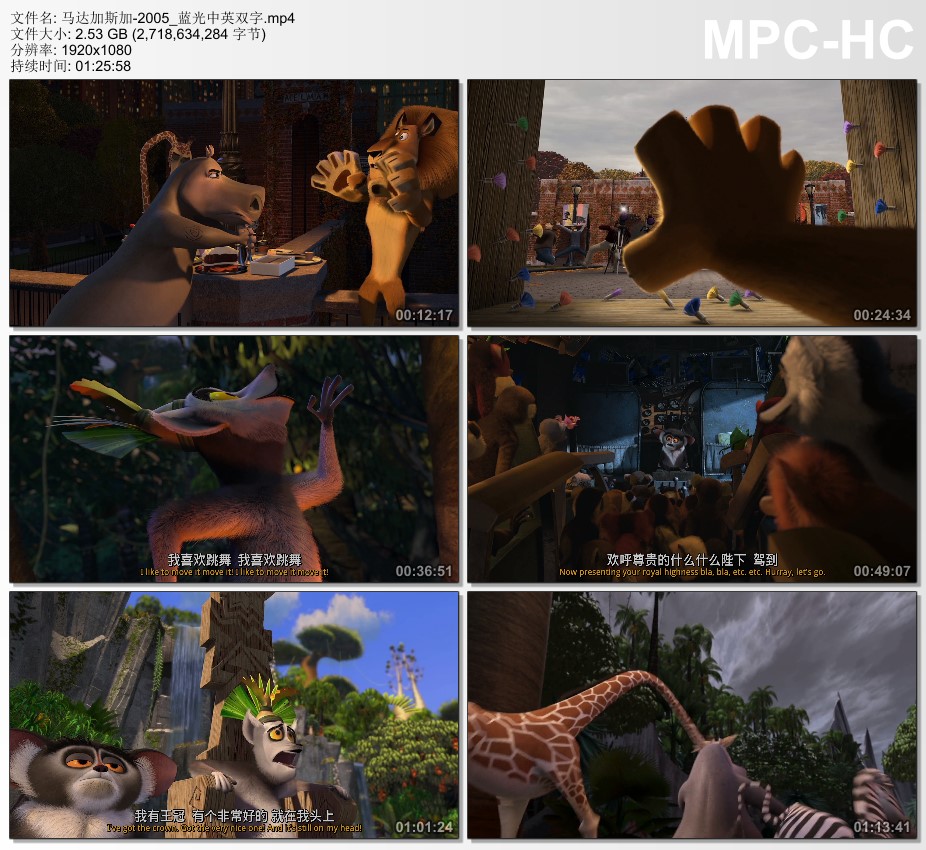 2005年美国经典动画片《马达加斯加》蓝光中英双字