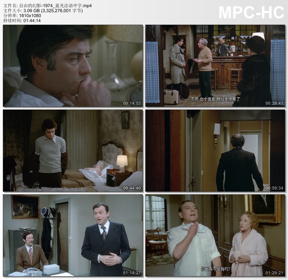 1974年法国经典喜剧片《自由的幻影》蓝光法语中字