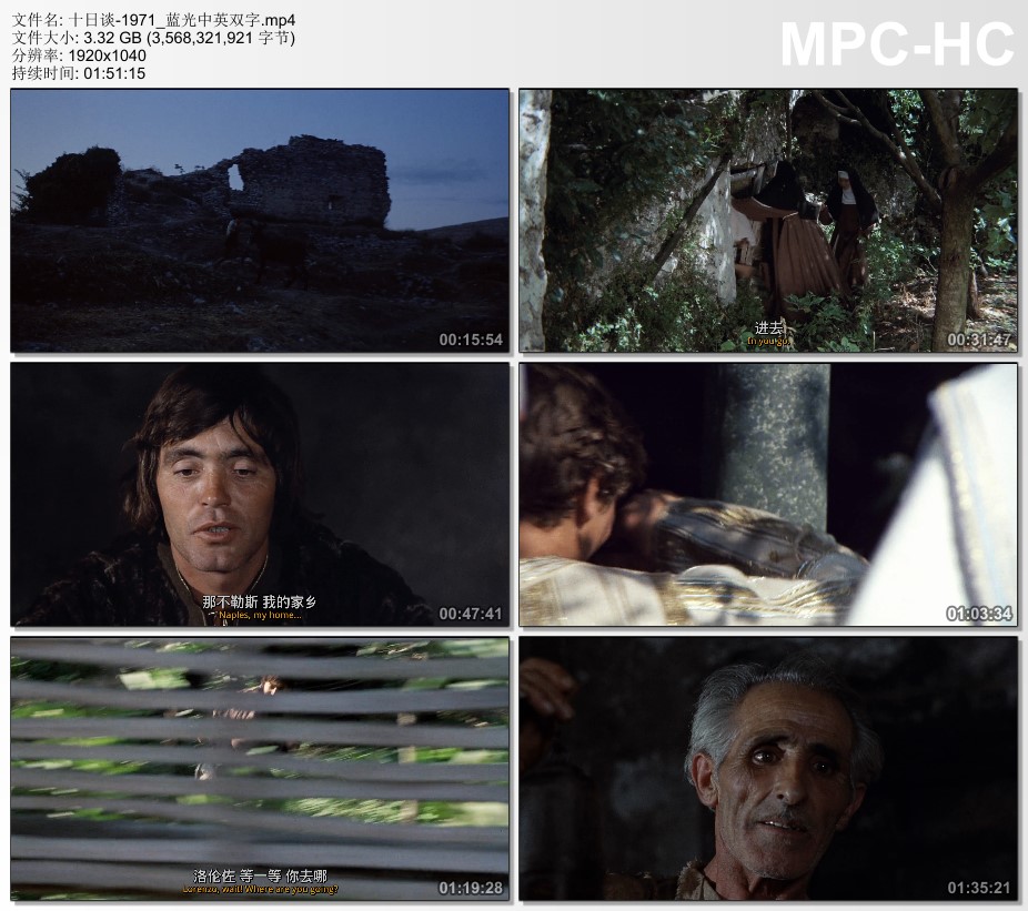 1971年意大利经典喜剧片《十日谈》蓝光中英双字