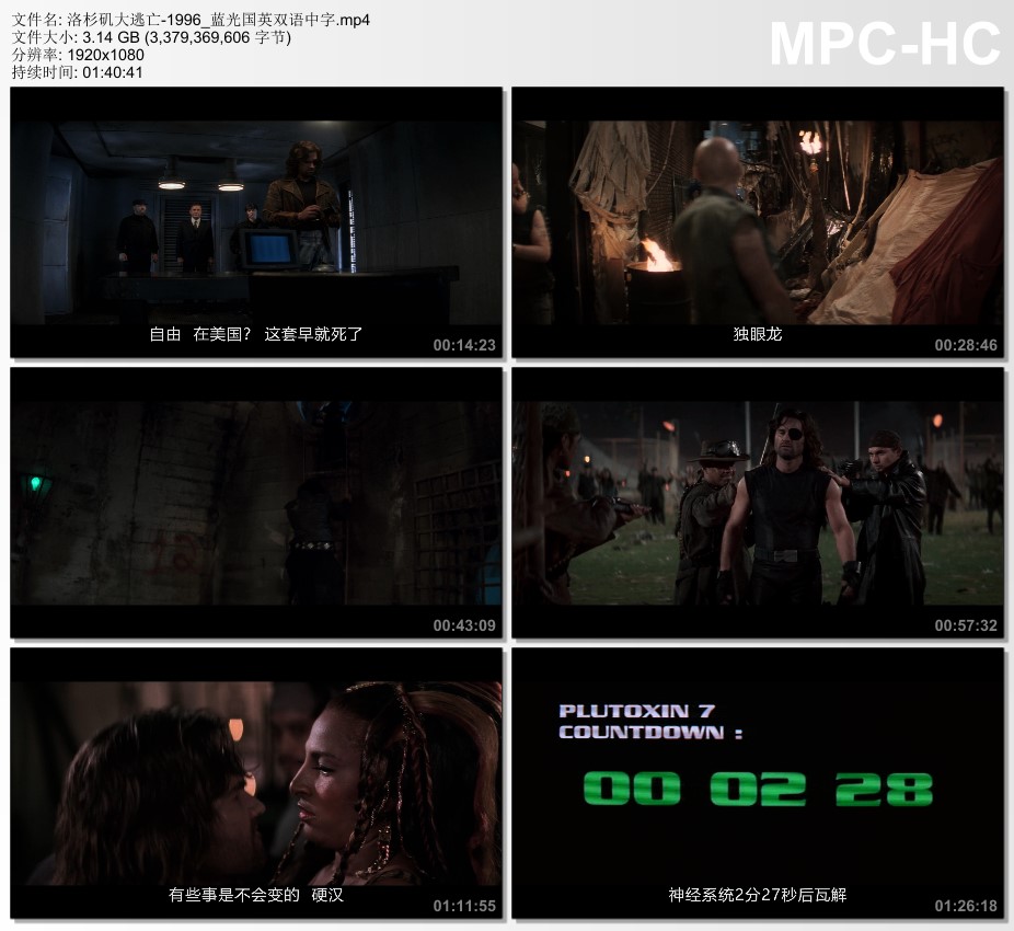 1996年美国经典动作片《洛杉矶大逃亡》蓝光国英双语中字