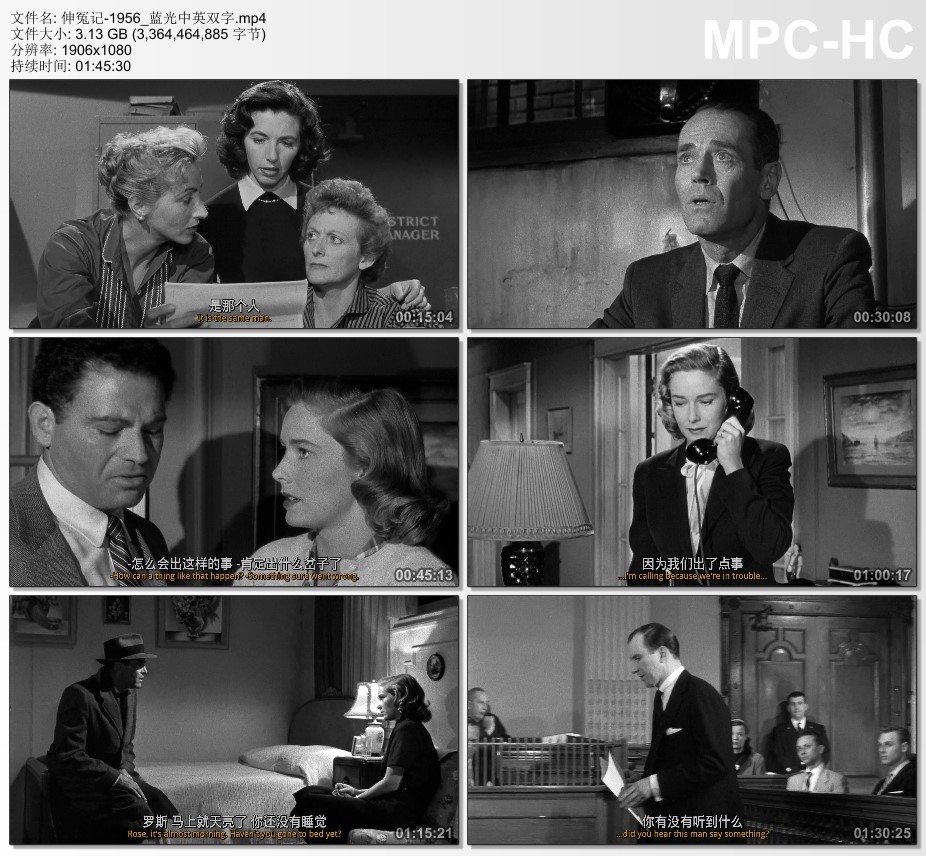 1956年美国电影《伸冤记》蓝光中英双字