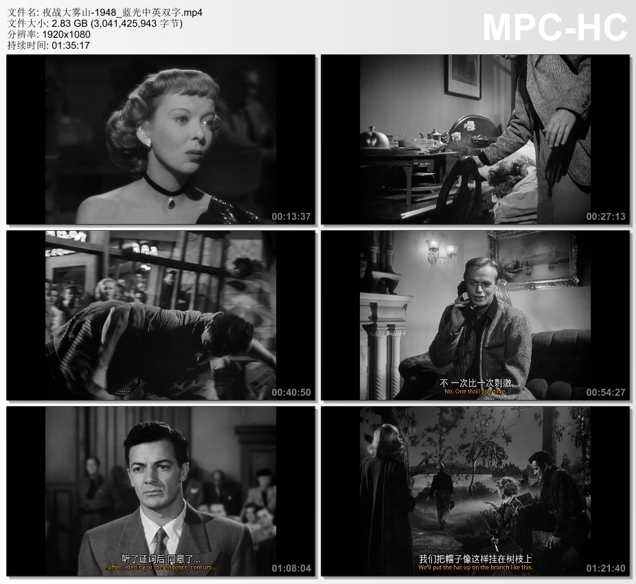 1948年美国经典动作片《夜战大雾山》蓝光中英双字
