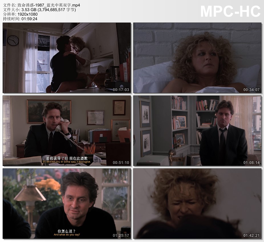 1987年美国电影《致命诱惑》蓝光中英双字