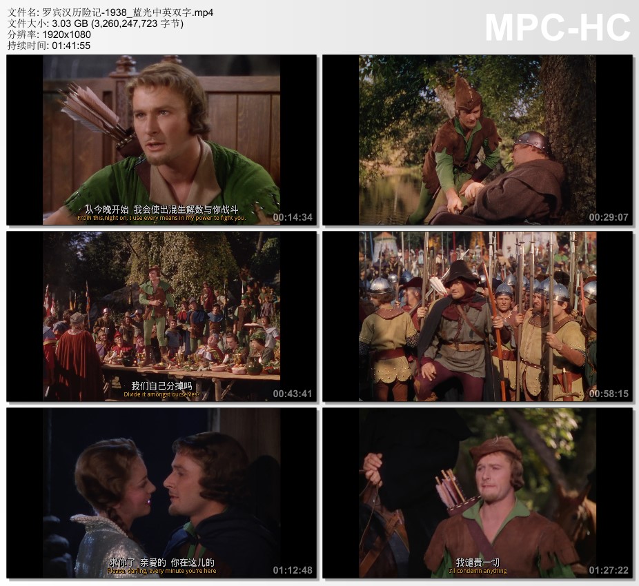 1938年美国电影《罗宾汉历险记》蓝光中英双字