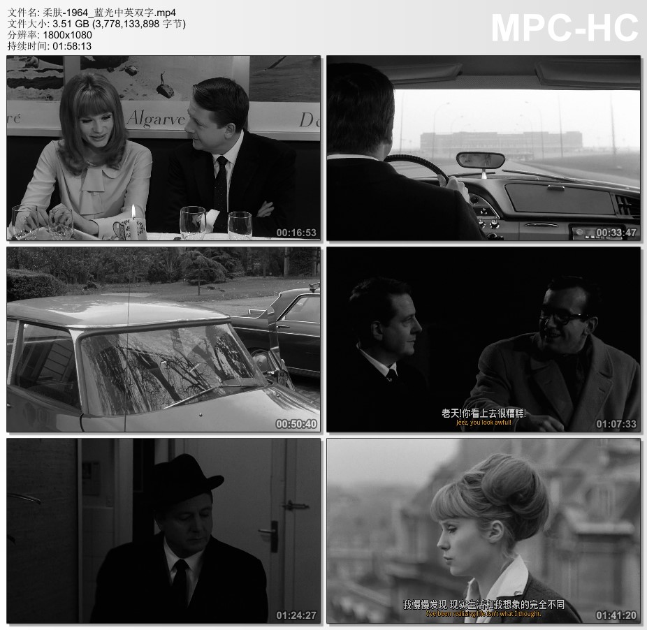 1964年法国电影《柔肤》蓝光中英双字