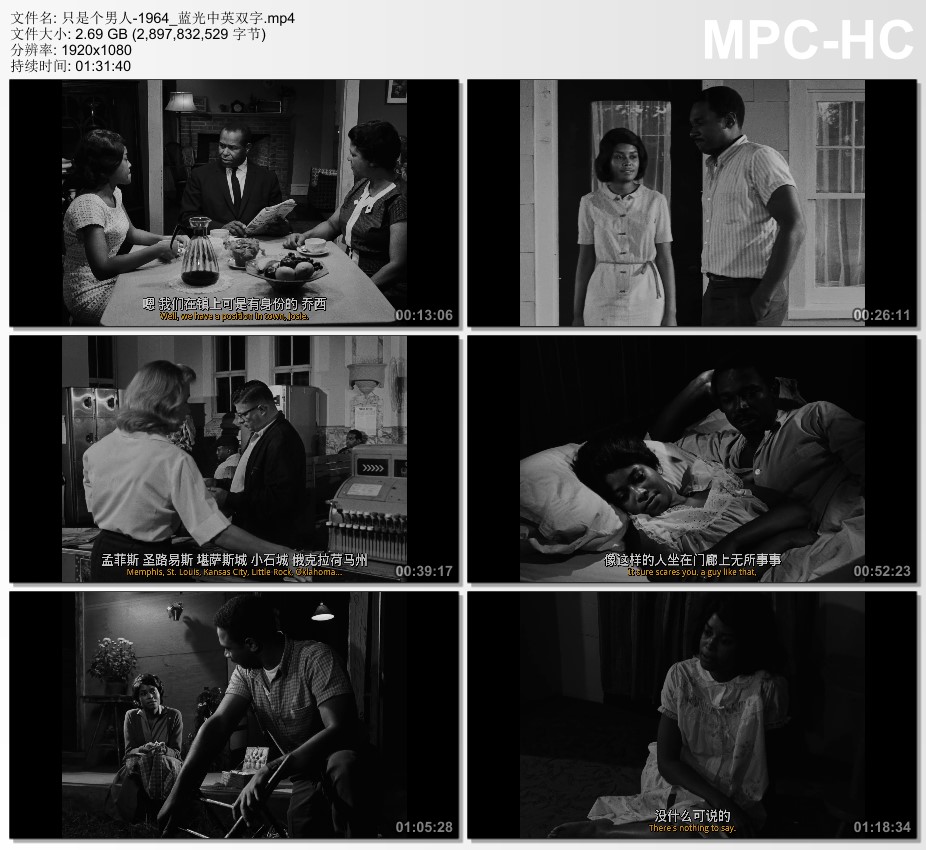 1964年美国电影《只是个男人》蓝光中英双字