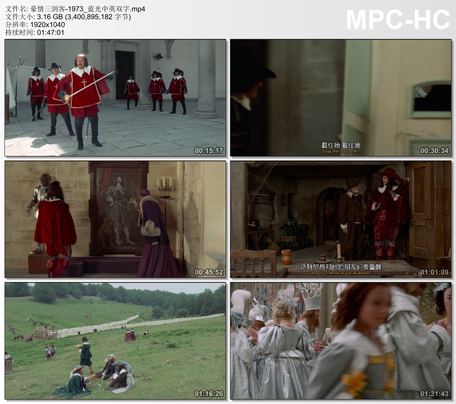 1973年美国电影《豪情三剑客》蓝光中英双字
