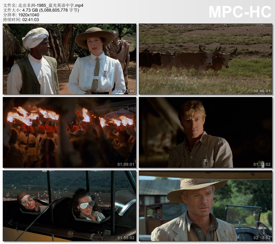 1985年美国经典爱情片《走出非洲》蓝光英语中字
