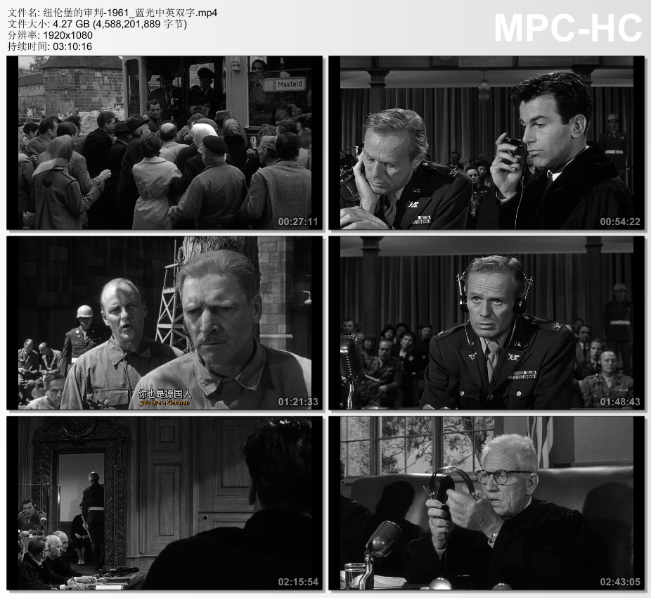 1961年美国电影《纽伦堡的审判》蓝光中英双字